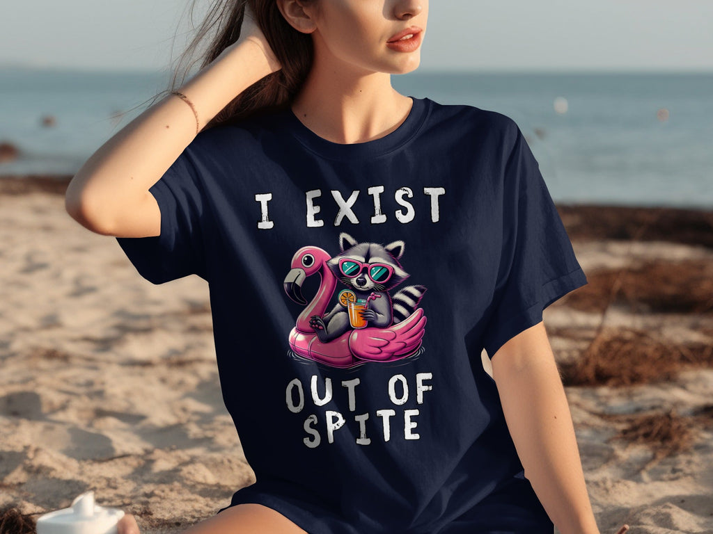 Funny Raccoon Flamingo Float I Exist Out Of Spite T-Shirts