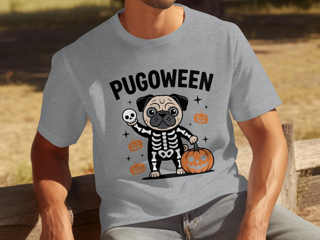 Pugoween Halloween Pug Dog Skeleton Costume T-Shirts