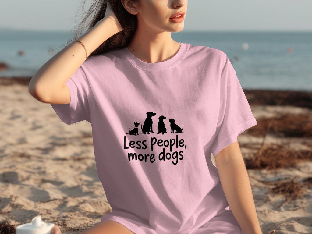 Less People More Dogs Silhouette Image Funny Pet T-Shirts