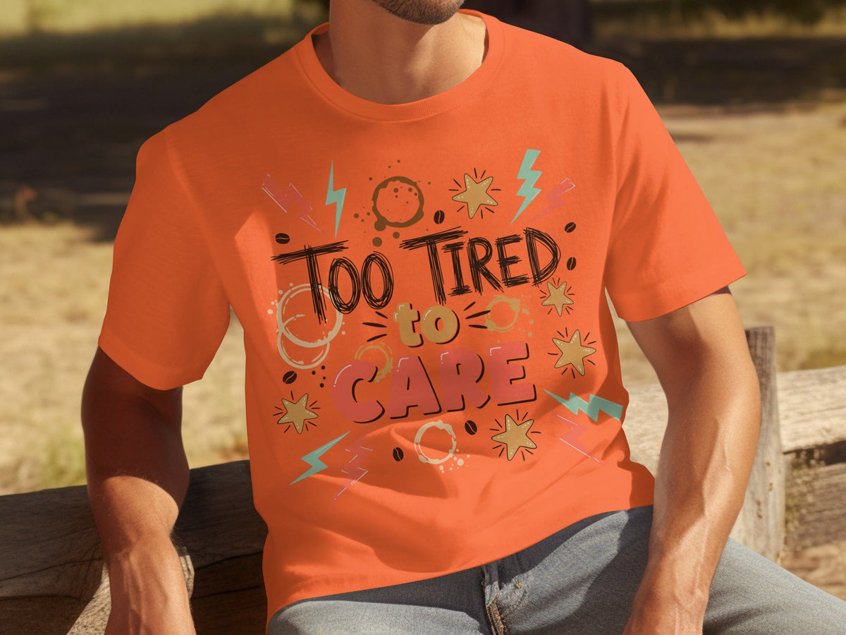 Too Tired to Care With Coffee Elements Design T-Shirts product image 19