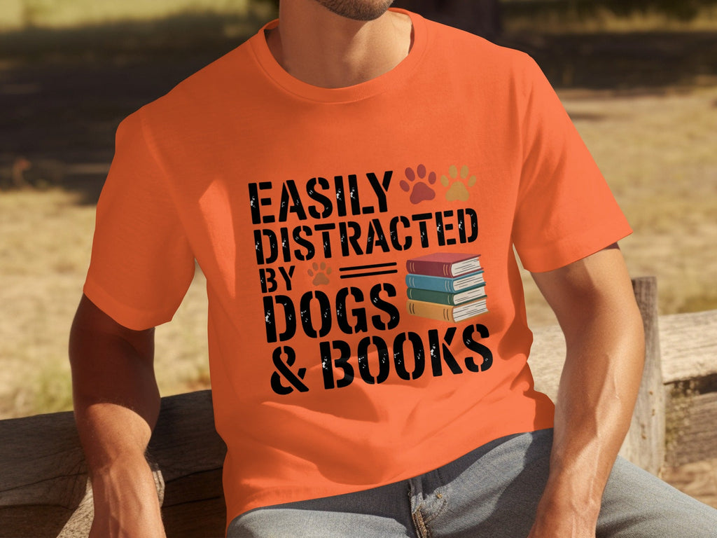 Easily Distracted by Dogs & Books Design Cool T-Shirts product image 19