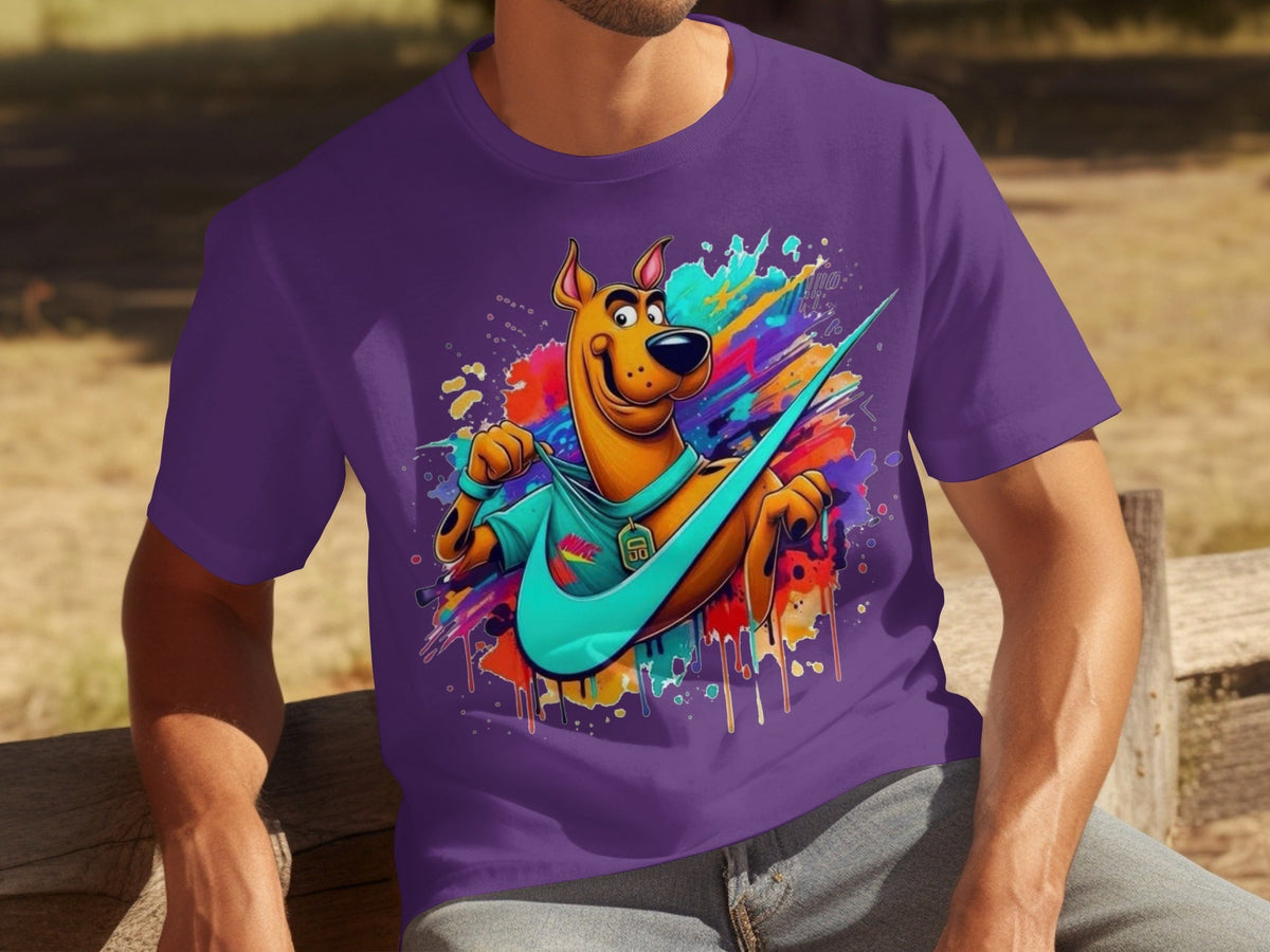 Scooby Doo With Nike Logo Trendy Colorful Splash T-Shirts