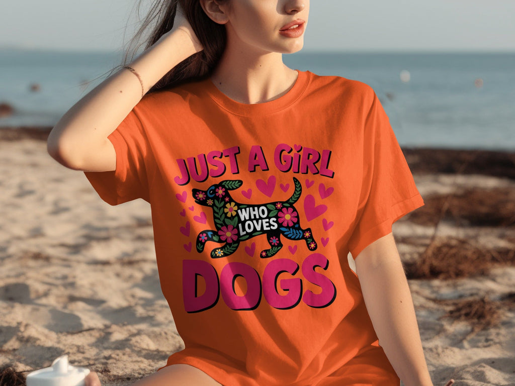 Just A Girl Who Loves Dogs With Floral Dog T-Shirts product image 4