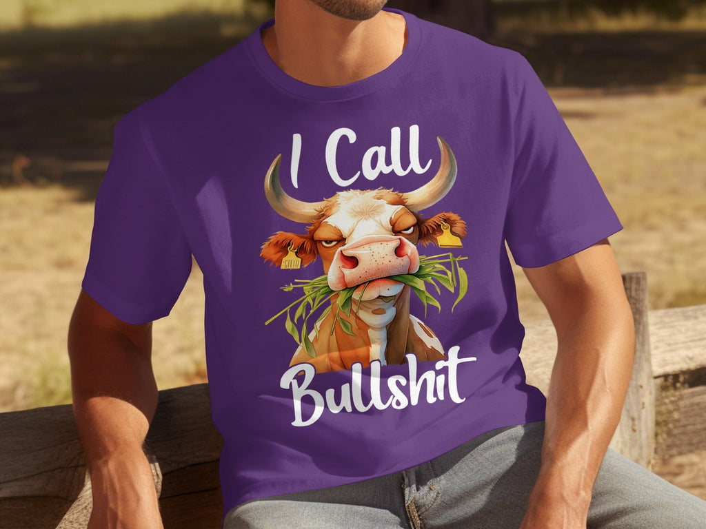 I Call Bullshit Cow with Grass Mouth Funny Farm T-Shirts