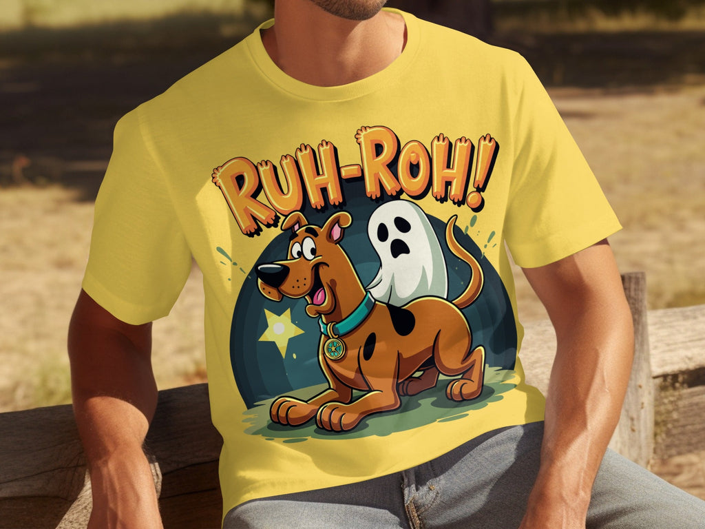 Ruh Roh Scooby Doo With Ghost Cartoon Style Design T-Shirts