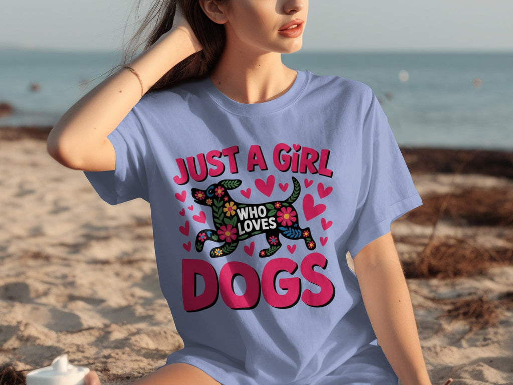 Just A Girl Who Loves Dogs With Floral Dog T-Shirts product image 13