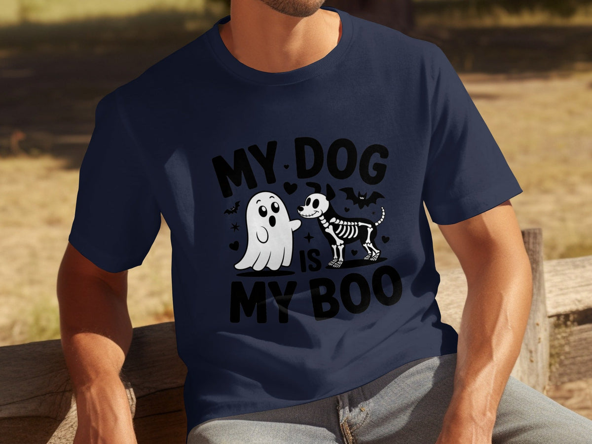 My Dog IS My Boo Halloween Ghost Dog Skeleton Art T-Shirts