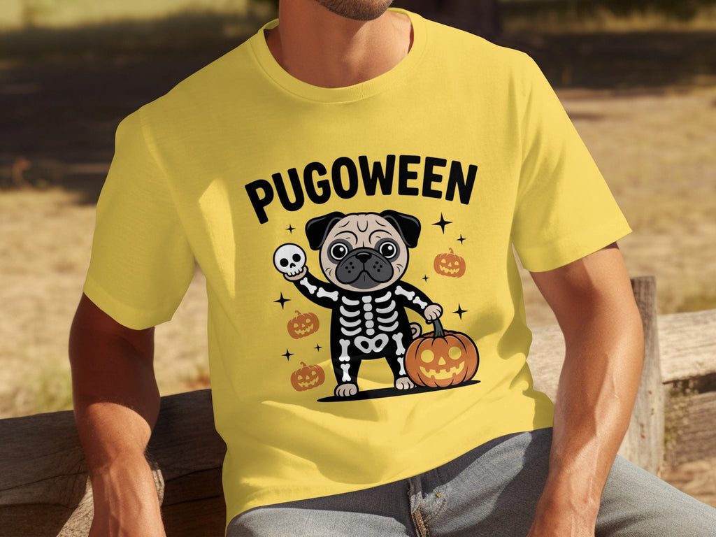 Pugoween Halloween Pug Dog Skeleton Costume T-Shirts
