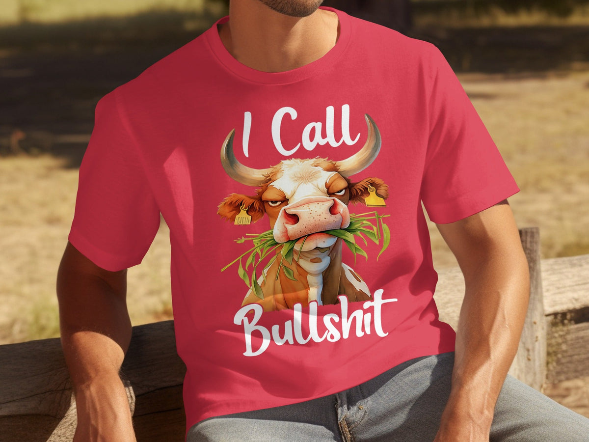 I Call Bullshit Cow with Grass Mouth Funny Farm T-Shirts