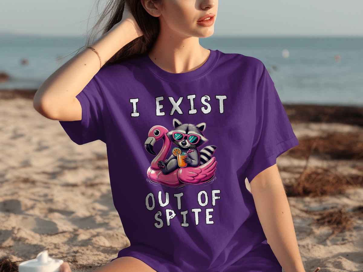 Funny Raccoon Flamingo Float I Exist Out Of Spite T-Shirts