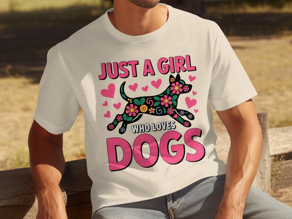Just A Girl Who Loves Dogs Floral Dog Design T-Shirts
