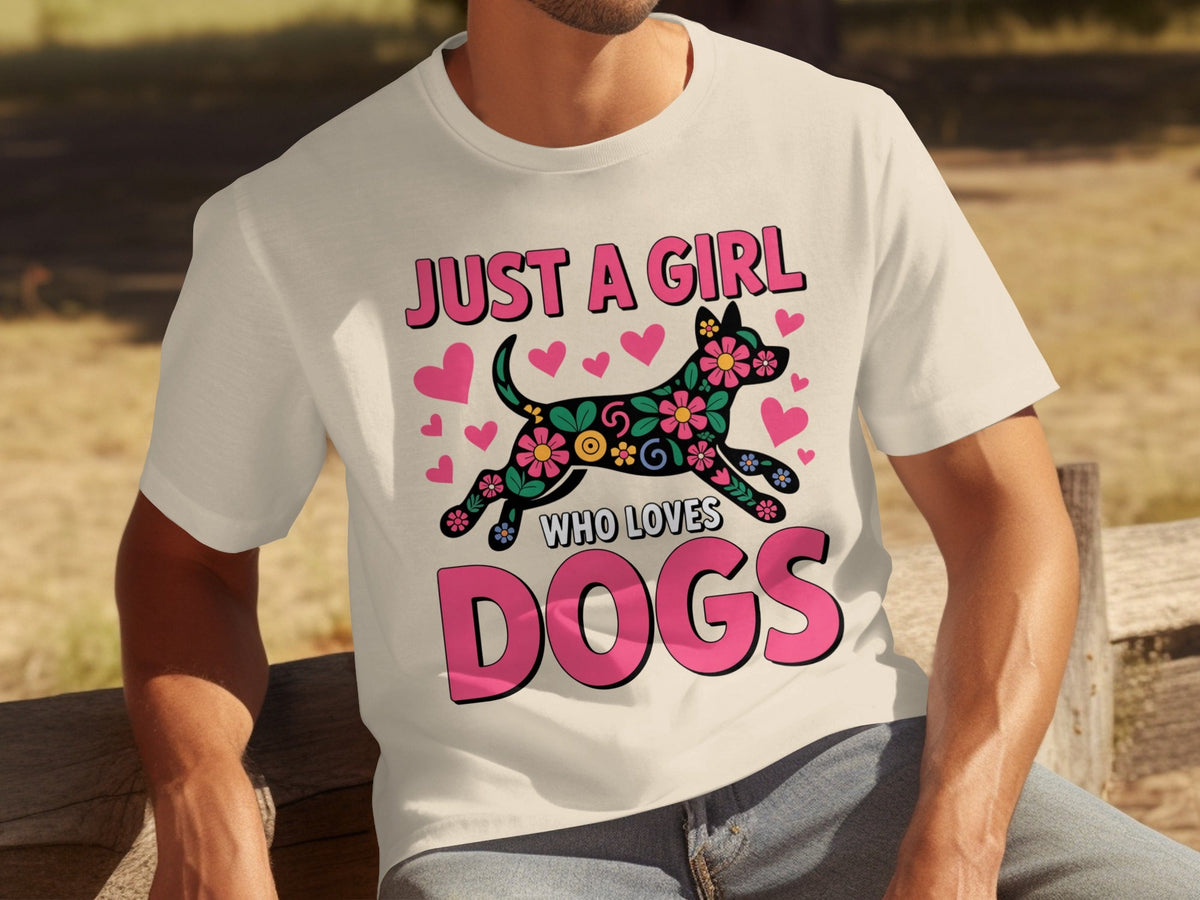 Just A Girl Who Loves Dogs Floral Dog Design T-Shirts