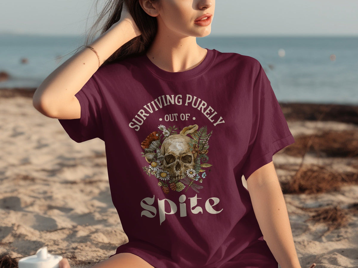 Surviving Purely Out of Spite Floral Skull T-Shirts product image 26