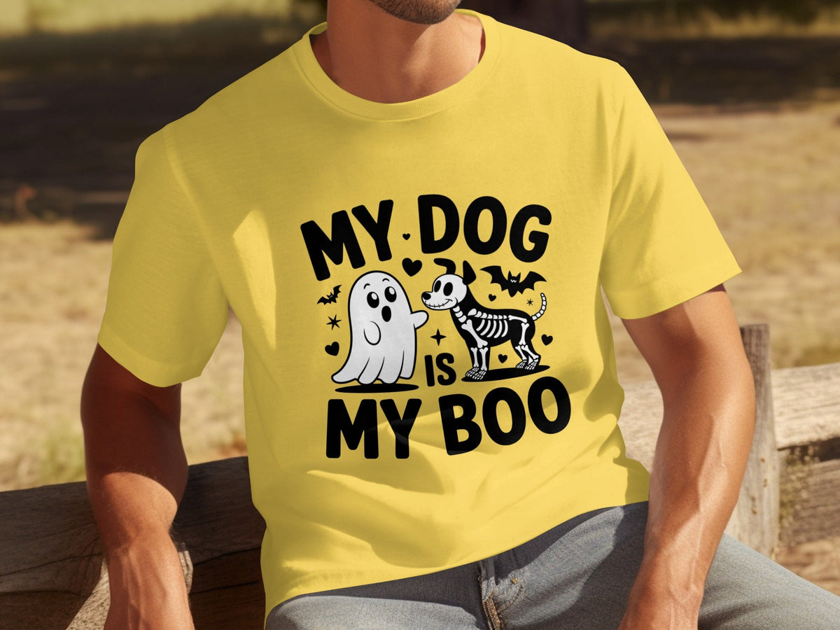 My Dog IS My Boo Halloween Ghost Dog Skeleton Art T-Shirts