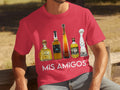 Tequila Bottles Lineup featuring Mis Amigos Text T-Shirts