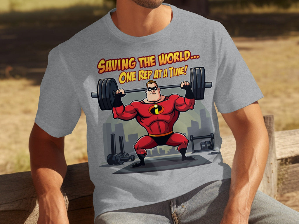 Saving the World One Rep at a Time Heroic Gym T-Shirts