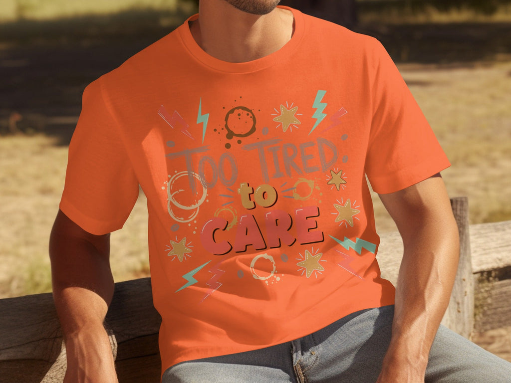 Too Tired to Care Coffee Spills and Stars Design T-Shirts product image 18