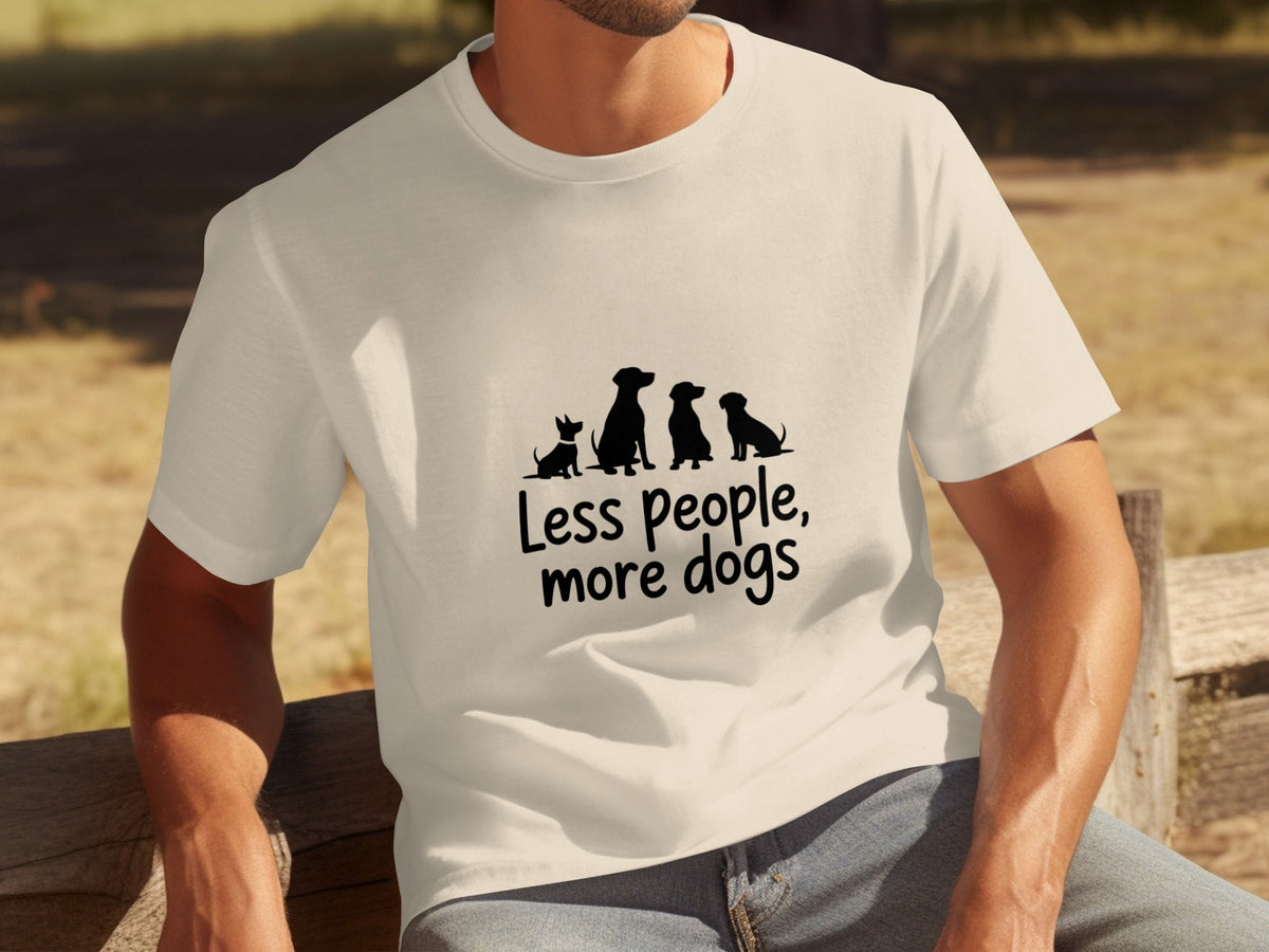 Less People More Dogs Silhouette Image Funny Pet T-Shirts
