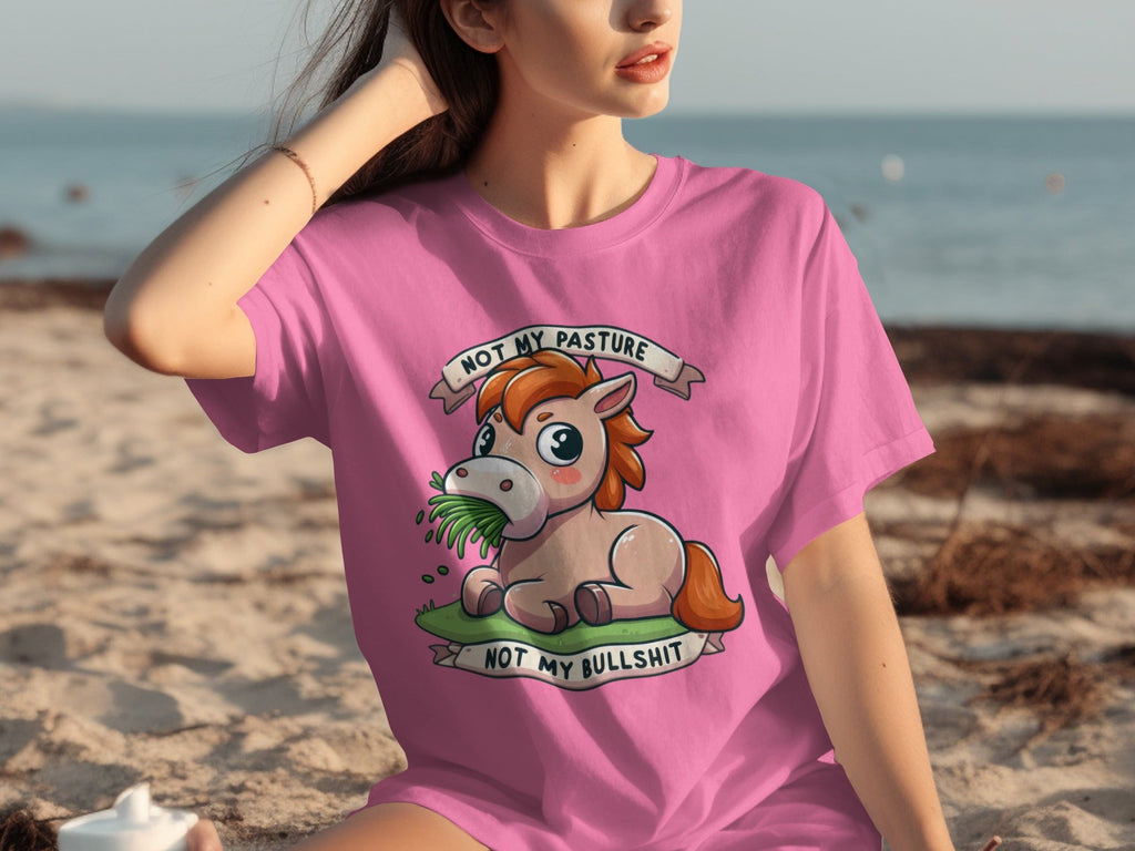 Not My Pasture Cute Horse With Phrase Funny Slogan T-Shirts