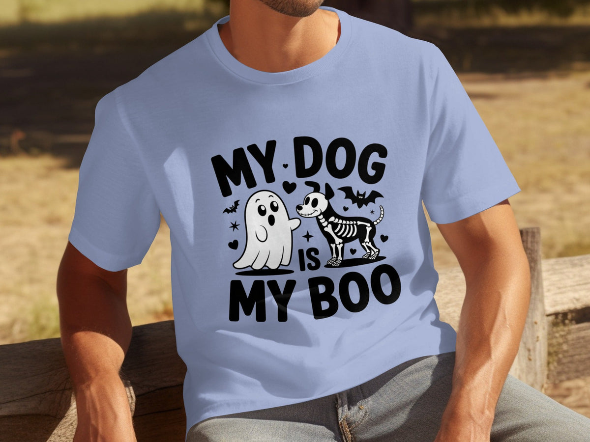 My Dog IS My Boo Halloween Ghost Dog Skeleton Art T-Shirts