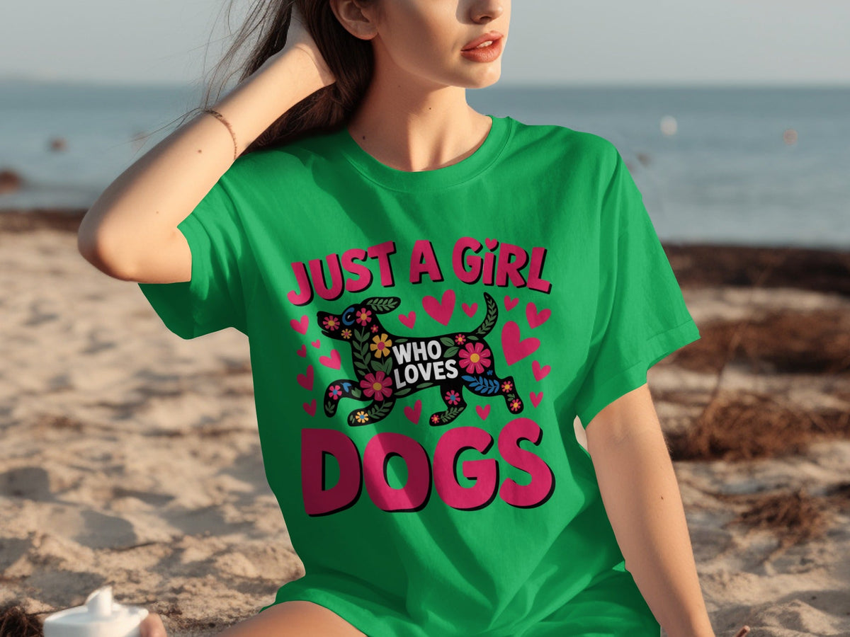 Just A Girl Who Loves Dogs With Floral Dog T-Shirts product image 5