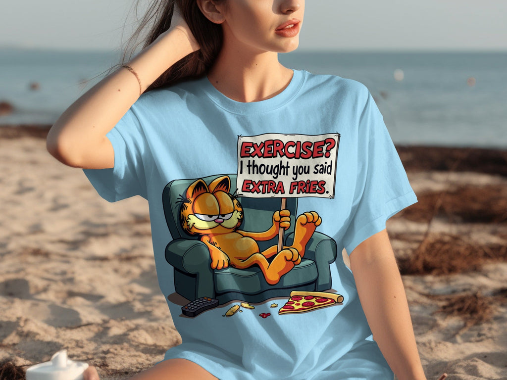 Garfield I Thought You Said Extra Fries Funny Cartoon T-Shirts