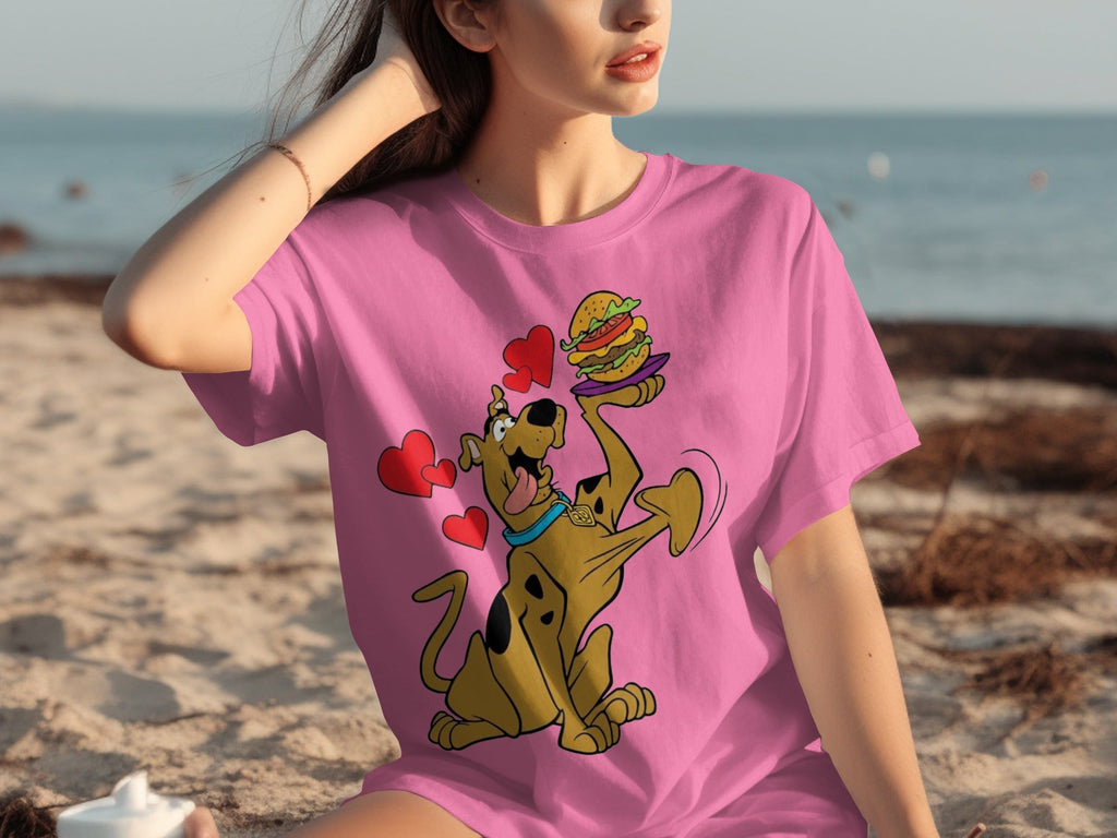 Scooby Doo Craves a Burger with Hearts Around Him T-Shirts