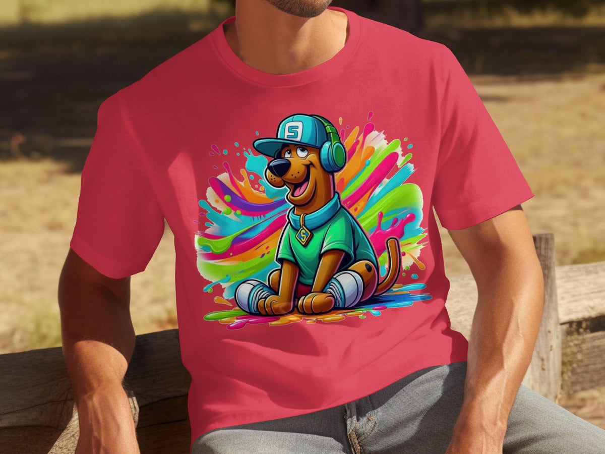 Scooby Doo with Headphones and Cap Colorful Art T-Shirts