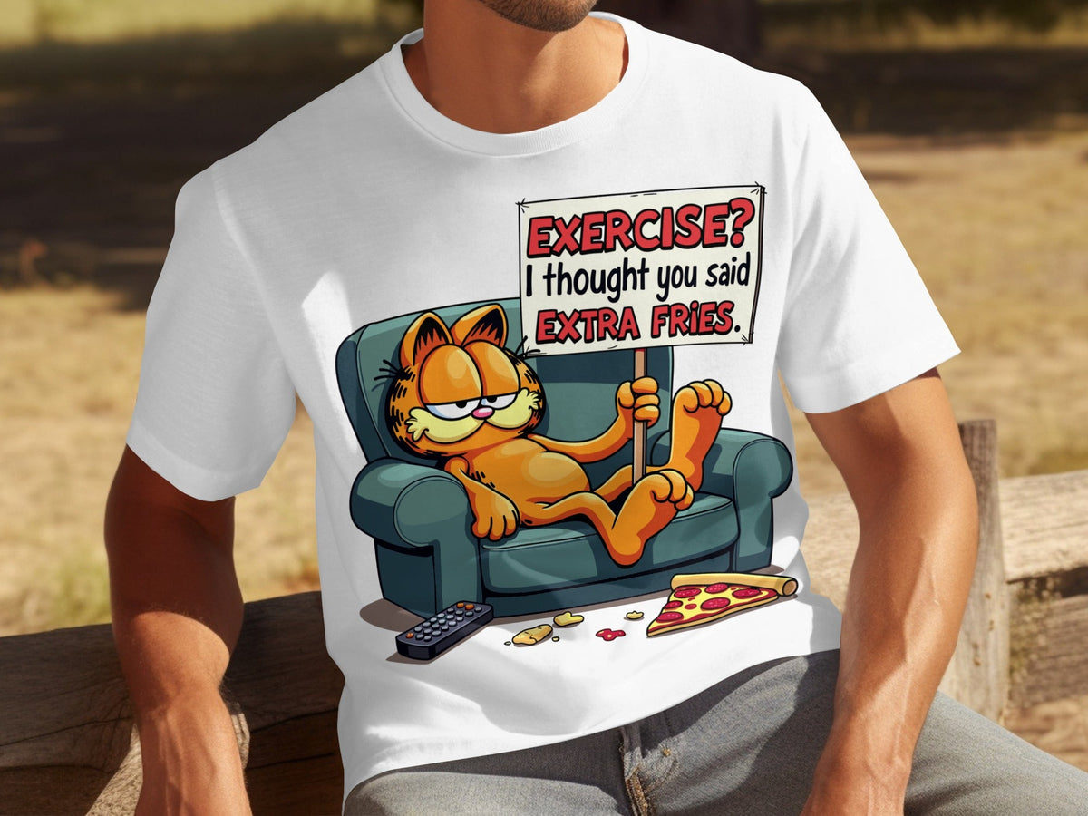 Garfield I Thought You Said Extra Fries Funny Cartoon T-Shirts