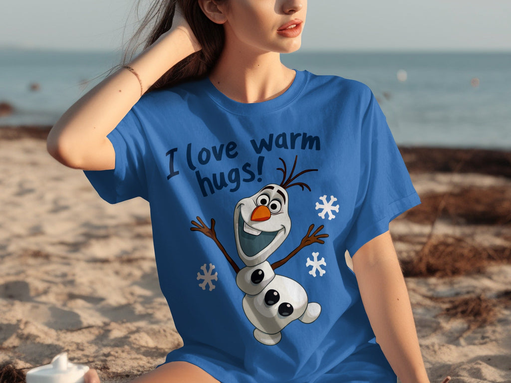 I Love Warm Hugs! Olaf the Snowman Cartoon T-Shirts