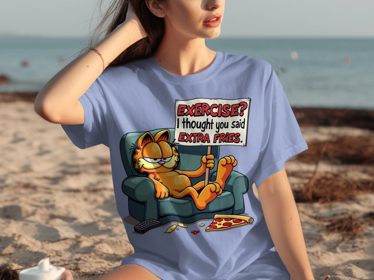 Garfield I Thought You Said Extra Fries Funny Cartoon T-Shirts