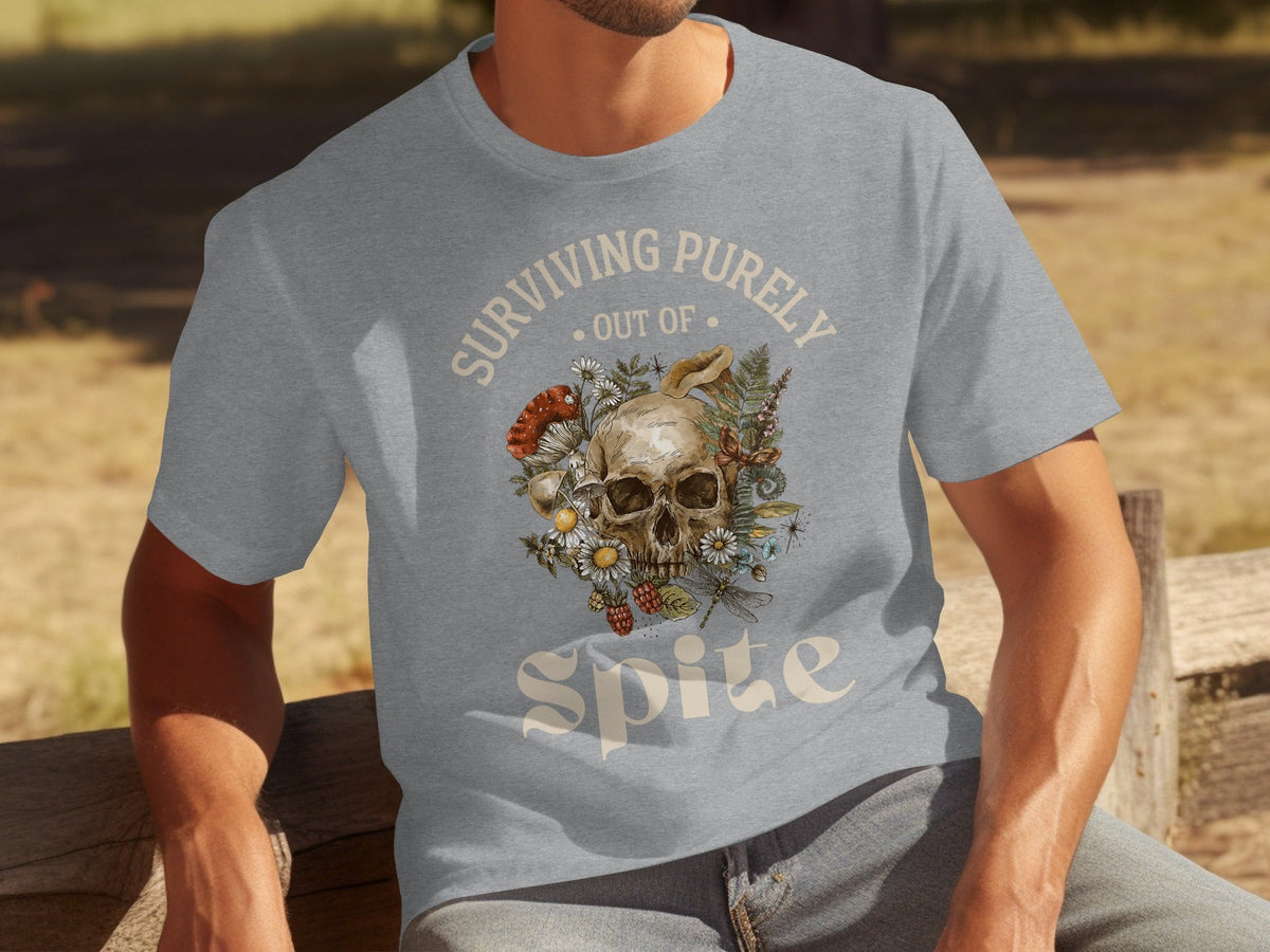 Surviving Purely Out of Spite Floral Skull T-Shirts product image 15