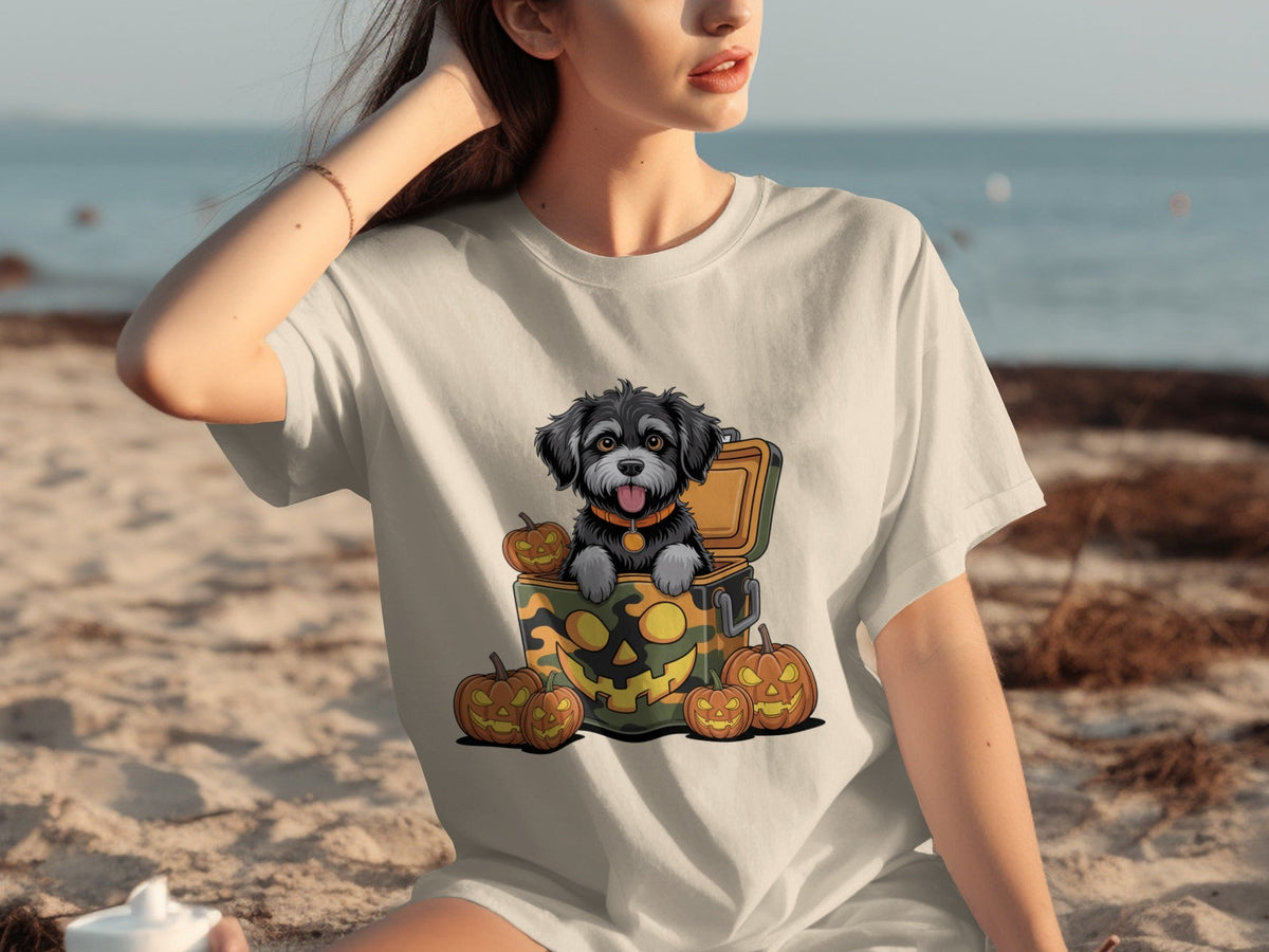 Cute Dog In a Pumpkin Container Halloween Season T-Shirts