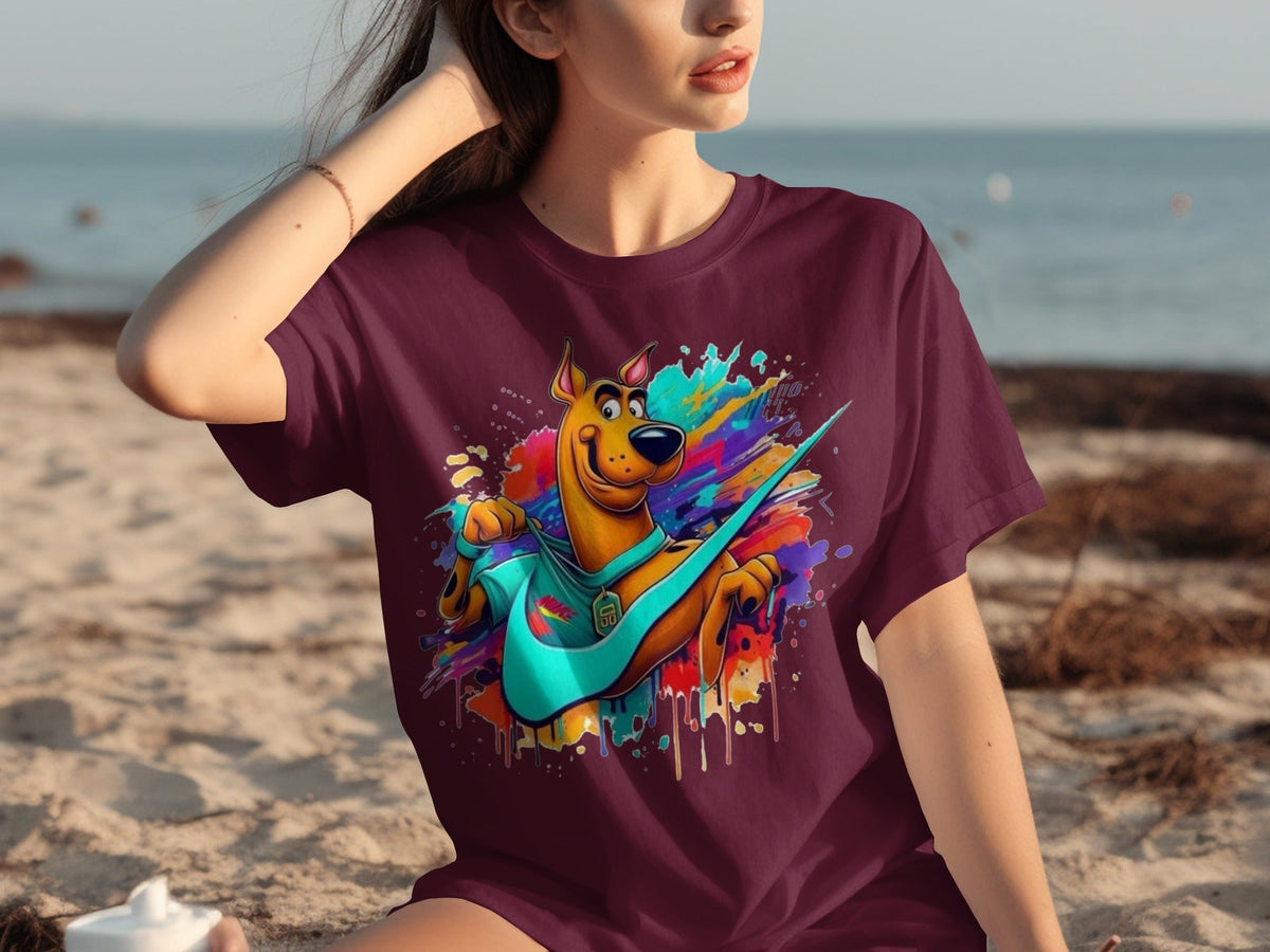 Scooby Doo With Nike Logo Trendy Colorful Splash T-Shirts