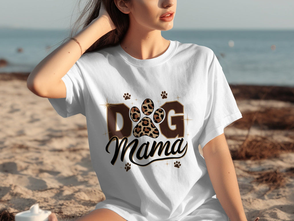 Cute Leopard Paw Print Dog Mama Graphic Design T-Shirts