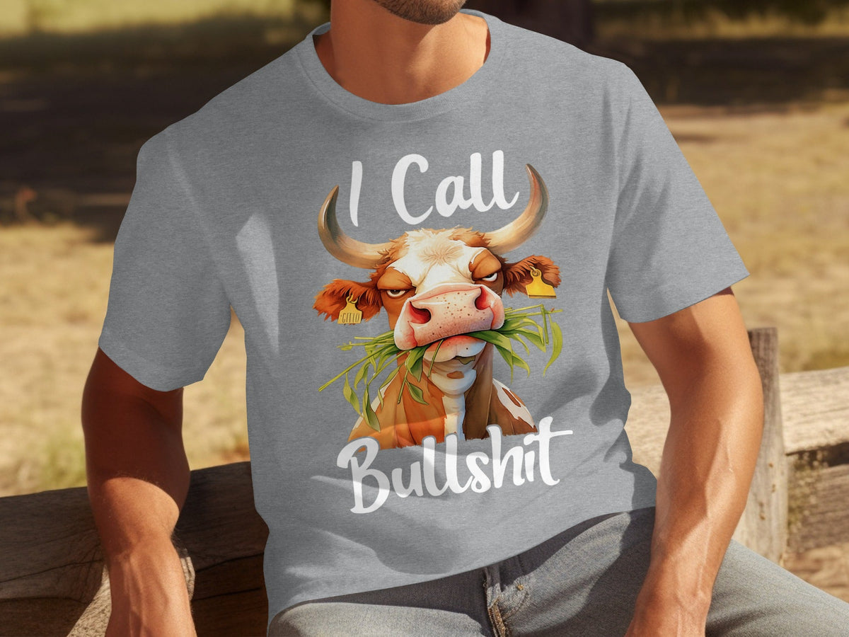 I Call Bullshit Cow with Grass Mouth Funny Farm T-Shirts