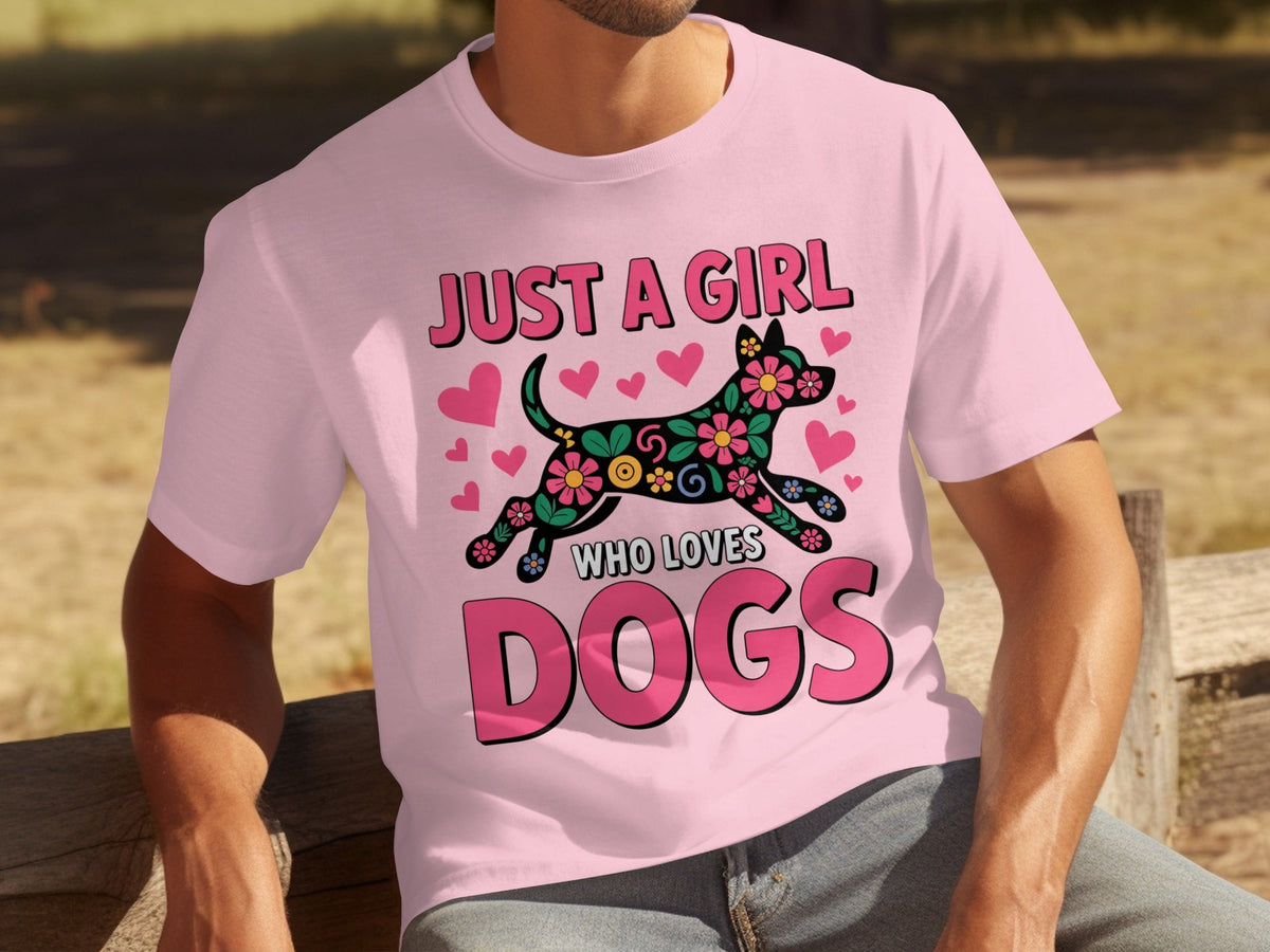 Just A Girl Who Loves Dogs Floral Dog Design T-Shirts
