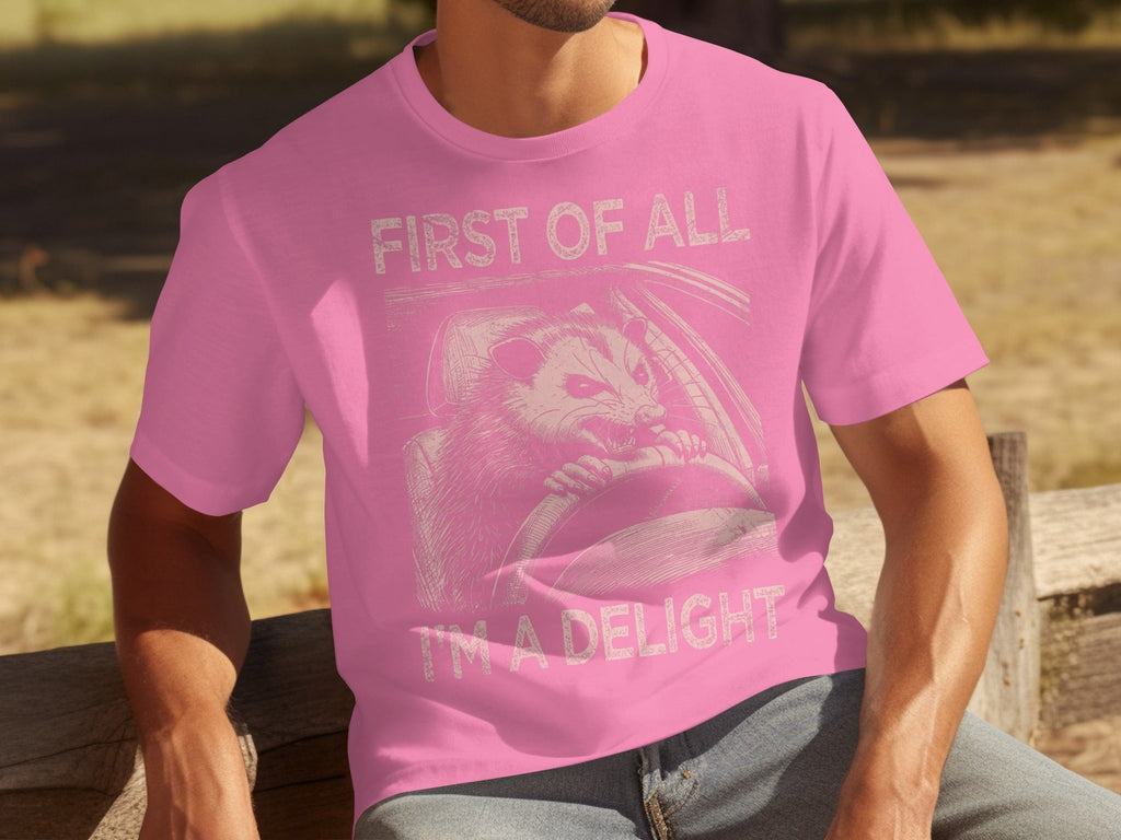 Funny Driving Raccoon First Of All I Am A Delight T-Shirts product image 3