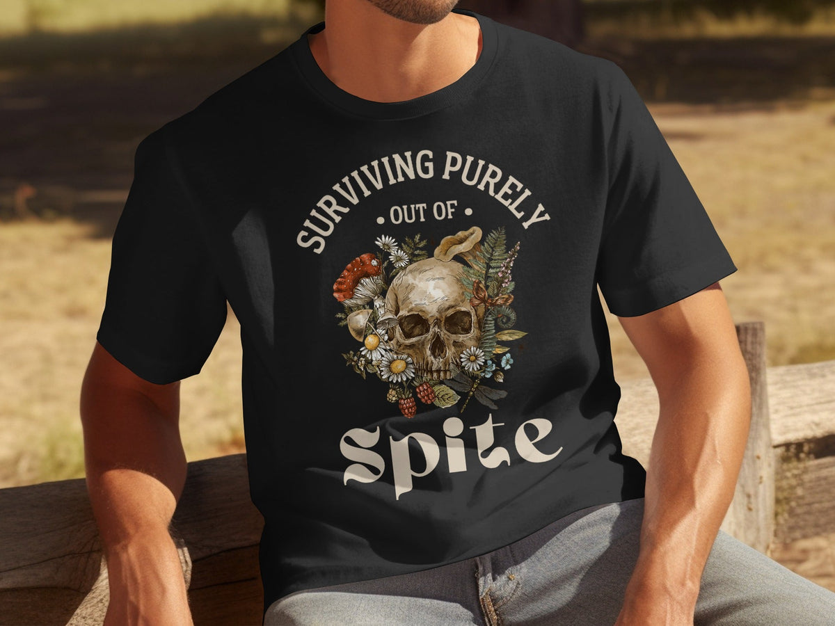 Surviving Purely Out of Spite Floral Skull T-Shirts product image 16