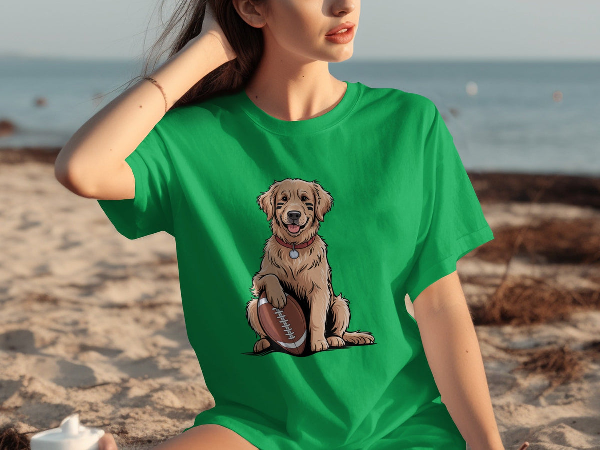 Golden Retriever Ready for Football Season T-Shirts