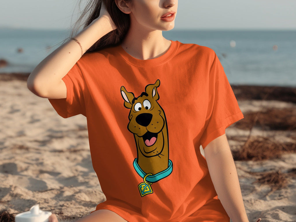 Scooby Doo Headshot Featuring His Tag Cartoon T-Shirts