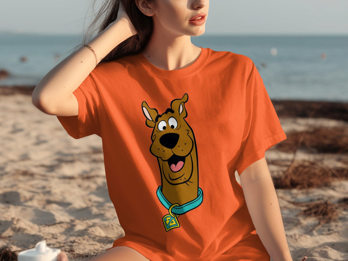Scooby Doo Headshot Featuring His Tag Cartoon T-Shirts