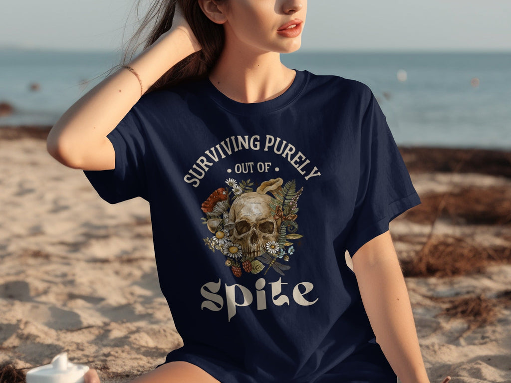 Surviving Purely Out of Spite Floral Skull T-Shirts product image 24