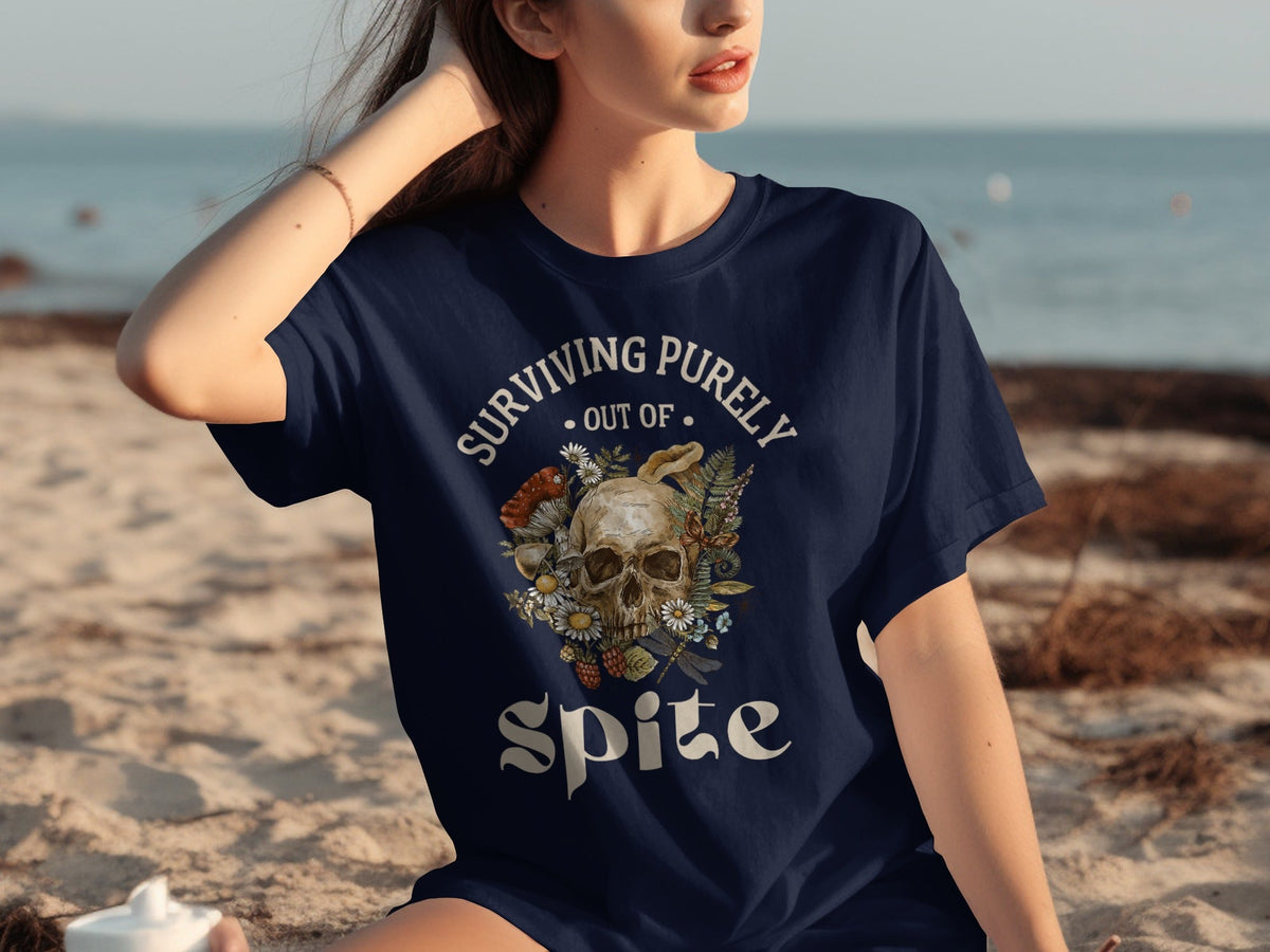 Surviving Purely Out of Spite Floral Skull T-Shirts product image 24