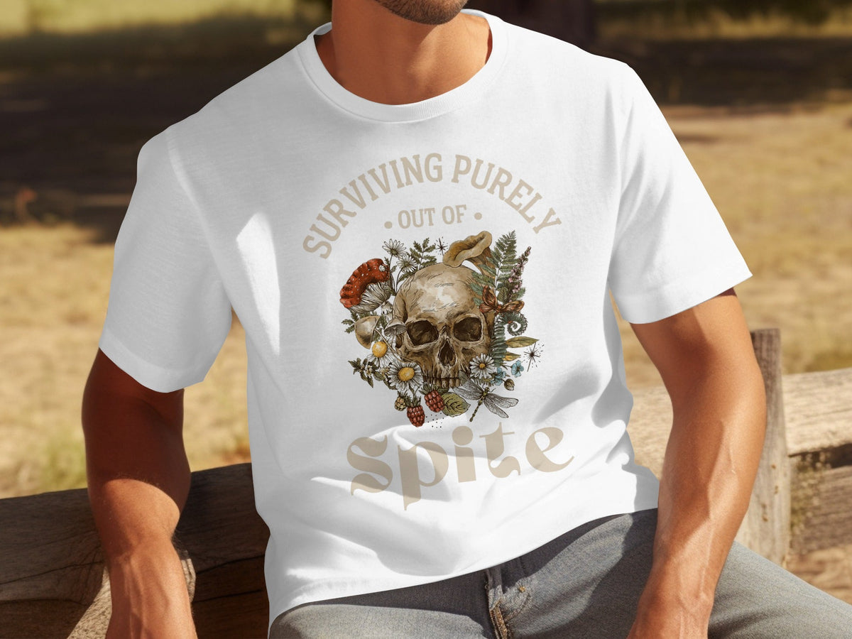 Surviving Purely Out of Spite Floral Skull T-Shirts product image 14