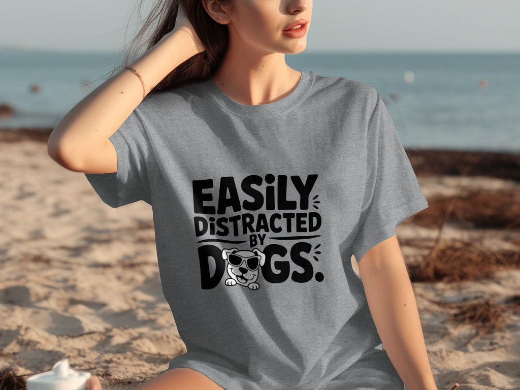 Easily Distracted By Dogs Cute Puppy Illustration T-Shirts product image 1