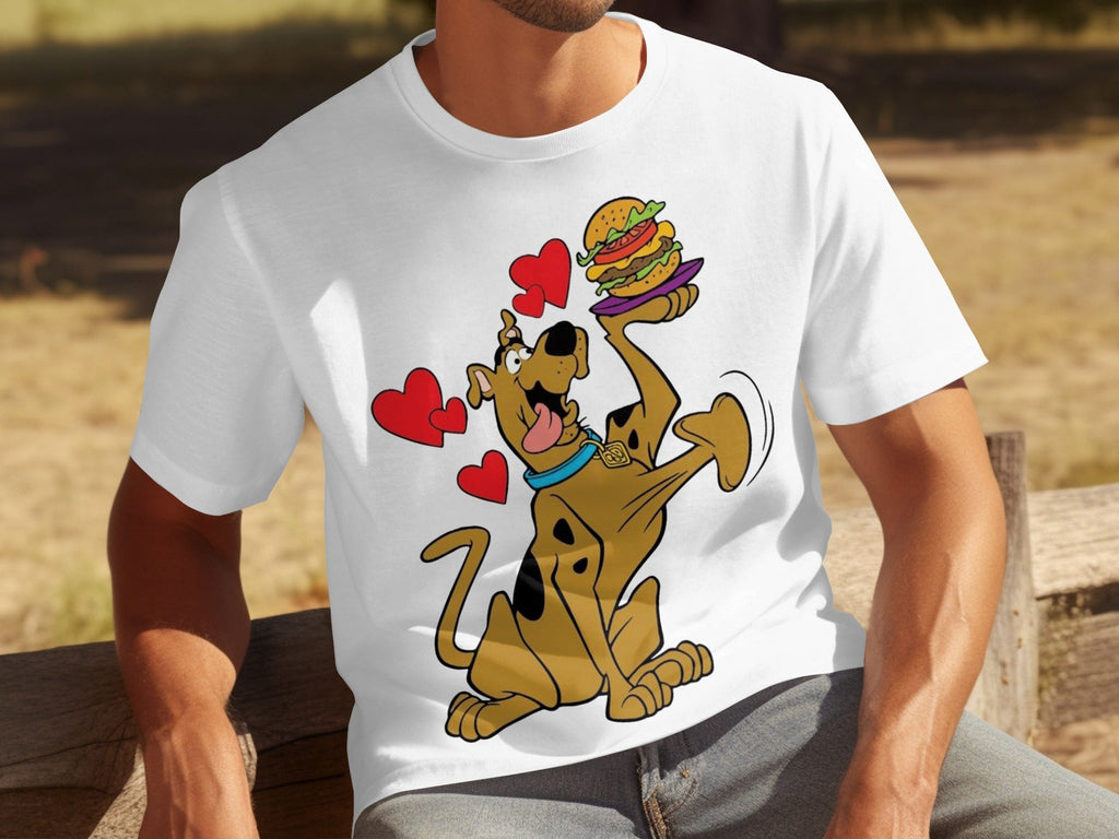 Scooby Doo Craves a Burger with Hearts Around Him T-Shirts