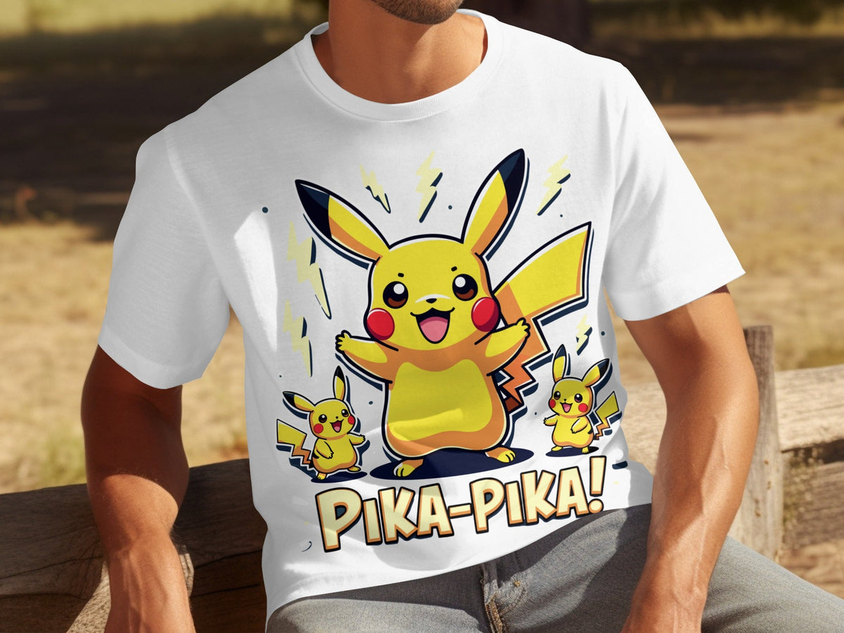 Pika Pika Pikachu With Electrical Arcs Design T-Shirts