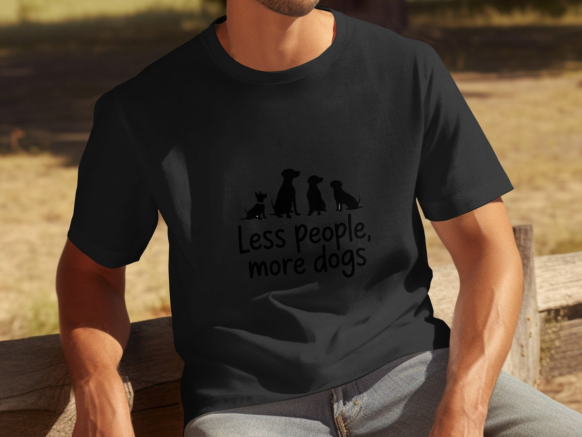 Less People More Dogs Silhouette Image Funny Pet T-Shirts