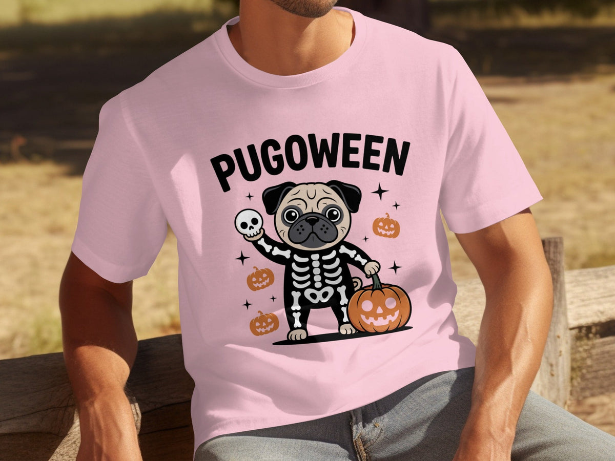 Pugoween Halloween Pug Dog Skeleton Costume T-Shirts